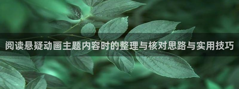 漫蛙老：阅读悬疑动画主题内容时的整理与核对思路与实用技巧